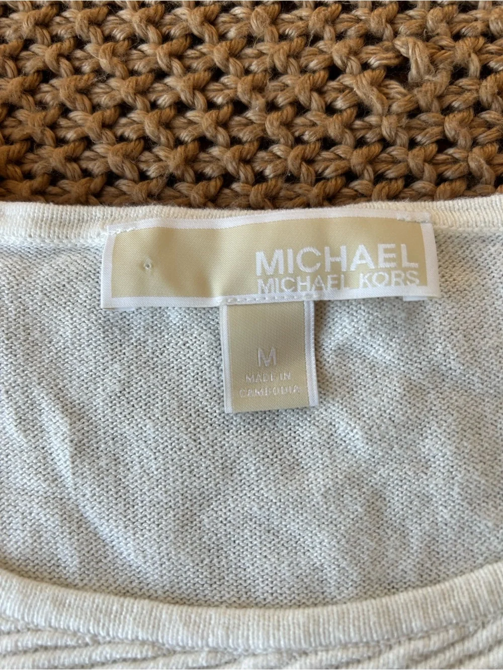 White Lightweight Michael Michael Kors Ivory Textured Knit Sweater Size Medium